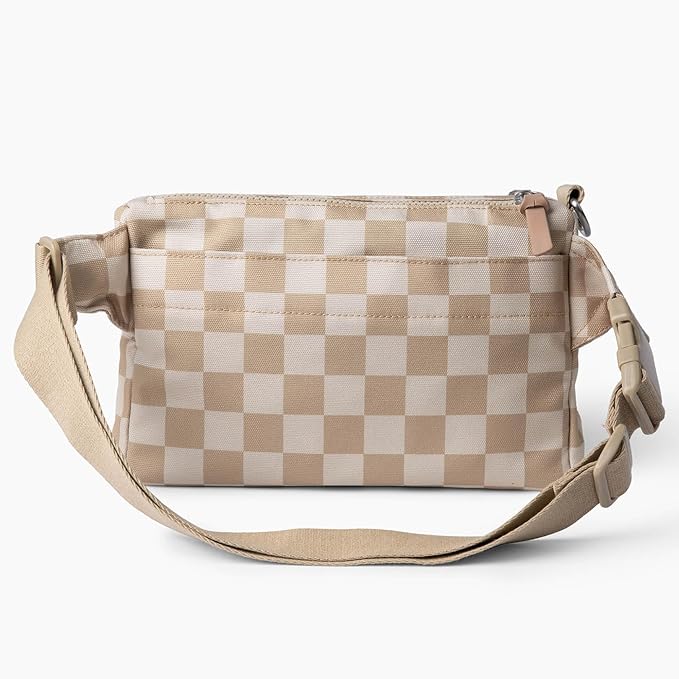 Cleverpup Dog Walk & Train Sling Bag - Hands-Free Dog Walking & Training Bag with Treat Pouch, Poop Bag Holder & Phone Pocket - Crossbody or Fanny Pack, Adjustable Strap - Checkerboard