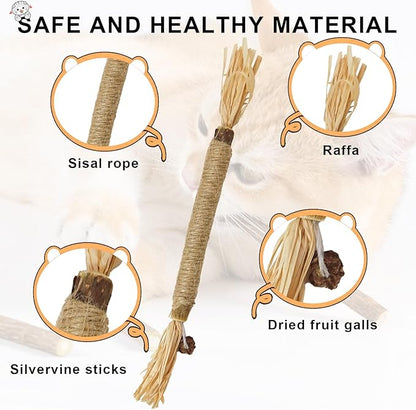 lenpestia Silvervine Chew Sticks for Cats 10 Pcs Cat Chew Toy Natural Cat Chew Toy Silver Vine Sticks Teeth Cleaning Teething Toys for Bored Indoor Cats