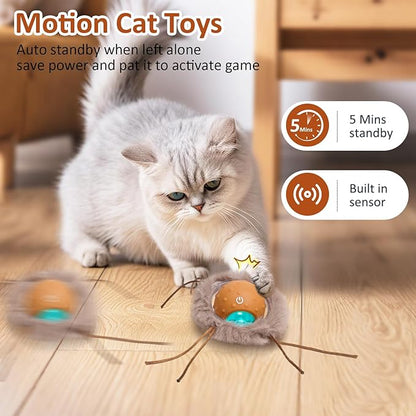 Interactive Cat Toys for Indoor Cats, Electric Cat Mouse Toy, Automatic Kitten Toys for Bored Indoor Adult Cats, Motion Activated, Fast Rolling On Carpet, USB Rechargeable