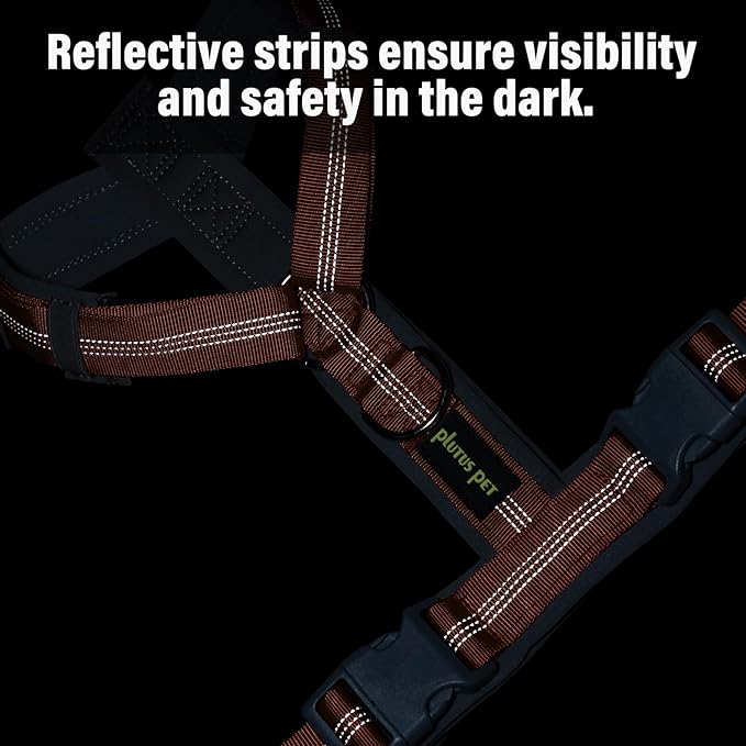 Plutus Pet No Pull Dog Harness, Adjustable Nylon Harness with Soft Padding, Reflective and Heavy Duty Dog Harness for Small, Medium, Large Dogs(Orange, XS)