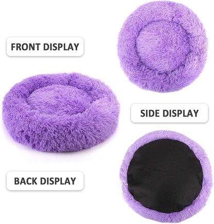NOYAL Calming Dog Bed Donut Anti Anxiety Fluffy Dog Bed for Small Medium Dog and Cat