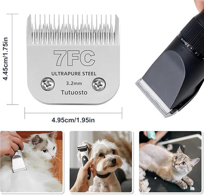 Clipper Blades Pet Grooming Clipper Replacement Blades Detachable Blade Compatible with andis/wahl/Oster Dog Clippers (7FC# 3PACK)