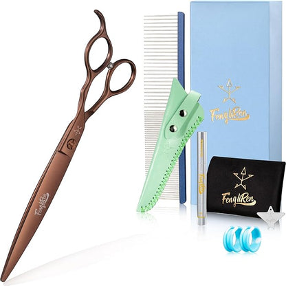 High-end Professional Dog Grooming Scissors Pet Grooming Shears 7.5 Inches Extremely Very Sharp Made Of Stainless Steel Alloy By Hand For Dog Cat Groomer