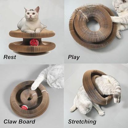Comasua Cat Toy,Magic Organ Cats Scratcher Board,Foldable Accordion Toys with Ball (2pc)