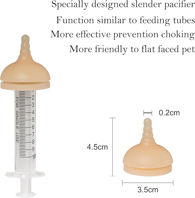 Doggiema Silicone Feeding Nipple and Syringes for All Breed of Puppies and Other Animals Dongdong pet (4 Size Nipple+6 Syringes)