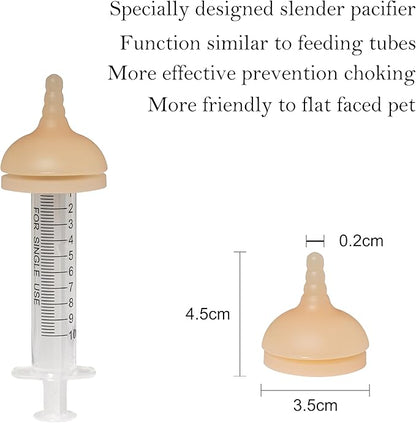 Doggiema Silicone Feeding Nipple and Syringes for All Breed of Puppies and Other Animals Dongdong pet (4 Size Nipple+6 Syringes)