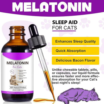 asusxcli Melatonin for Cats - Cat Calming Treats- Cat Sedative for Grooming - Helps to Support Restful Sleep for Your Cat - Cat Sleep Aid - Anxiety Relief for Cats