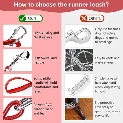 Heavy Duty Dog Leash - Chew Proof Tie Out Cable with Carabiner, 10/20/30/50 ft, Padded Handle for Medium Large Dogs