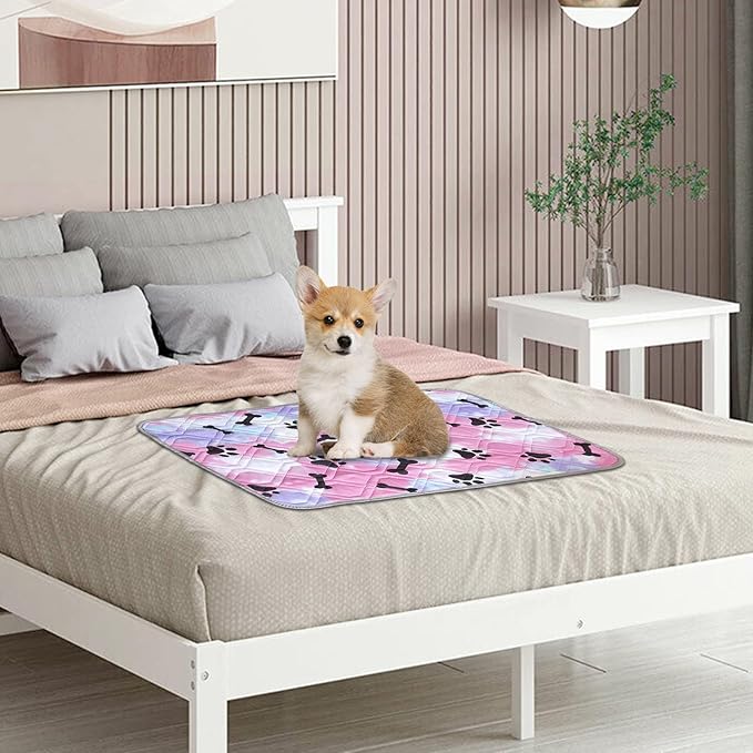 BOCTOPUG Dog Bed Cover for Pets Blankets Rug Pads for Couch Protection Waterproof Bed Covers Dog Blanket Furniture Protector Reusable Changing Pad (20X30, Red+Black Paw Bone)