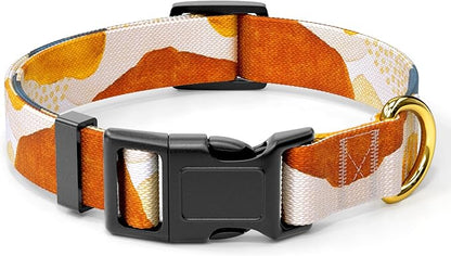 Rnivvi Dog Collar for Small Dogs, Cute Heavy Duty Adjustable Puppy Collar with Quick Release Buckle for Boy Girl & Female, Pet Accessories for Walking Running, S Length 3/4" Width, Abstract Art
