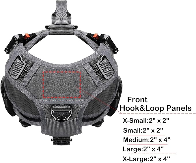 ICEFANG Tactical Dog Operation Harness with 6X Buckle,Dog Molle Vest with Handle,3/4 Body Coverage,Hook and Loop Panel for ID Patch,No Pulling Front Clip (S (22"-27" Girth), Wolf Gray)