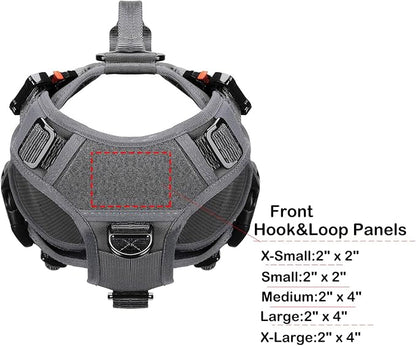 ICEFANG Tactical Dog Operation Harness with 6X Buckle,Dog Molle Vest with Handle,3/4 Body Coverage,Hook and Loop Panel for ID Patch,No Pulling Front Clip (S (22"-27" Girth), Wolf Gray)