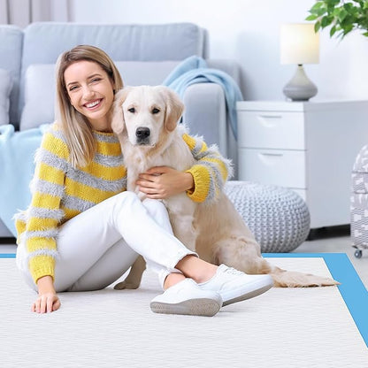 JollyMate 28"x34" Dog Pee Pads Extra Large, 50 Pack X-Large Super Absorbent Pet Pee Pads with Adhesive Tabs, 6 Layers Thick Leak-Proof Potty Pads for Dogs and Puppies