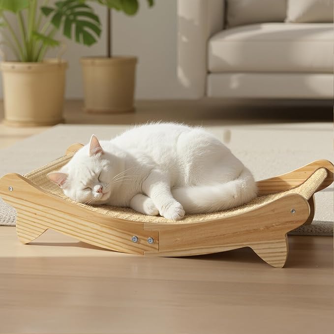 CozyLazy Cat Scratcher Bed – Durable Arc-Shaped Cat Bed & Scratch Pad, Natural Sisal Mat Hammock for Kittens and Adult Cats