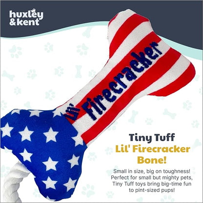 Huxley & Kent Interactive Crinkle Puppy Toys w/ Power Plush Tech - Cute Puppy Toy - Dog Toys for Enrichment ( Lil' Firecracker Bone, Small)