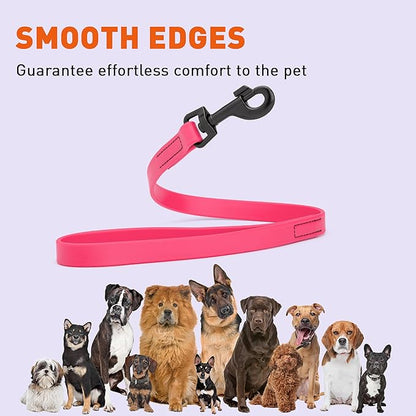 Dogline Biothane Waterproof Dog Leash Strong Coated Nylon Webbing with Black Hardware Odor-Proof Easy to Clean High Performance for Small or Large Dogs Made in USA 2 ft Lead, Passionfruit Pink