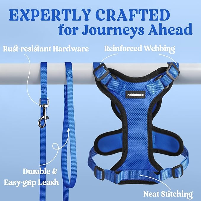 rabbitgoo Cat Harness and Leash for Walking, Escape Proof Soft Adjustable Vest Harnesses for Cats, Easy Control Breathable Reflective Strips Jacket, Navy Blue, M