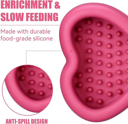 Lick Mat for Dogs, Animire Anti-Spilled Bow Tie Lick Bowls for Anxiety Relief, Silicone Slow Feeder Licking Pad with Suction Cups, Freezeable Dog Enrichment Toy for Boredom and Distraction(Rose,S)