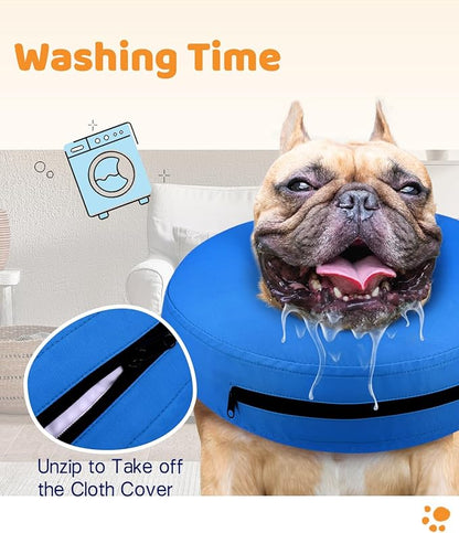 Supet Inflatable Dog Cone Collar Alternative After Surgery, Dog Neck Donut Collar Recovery E Collar to Stop Licking, Soft Dog Cone for Medium Large Dogs