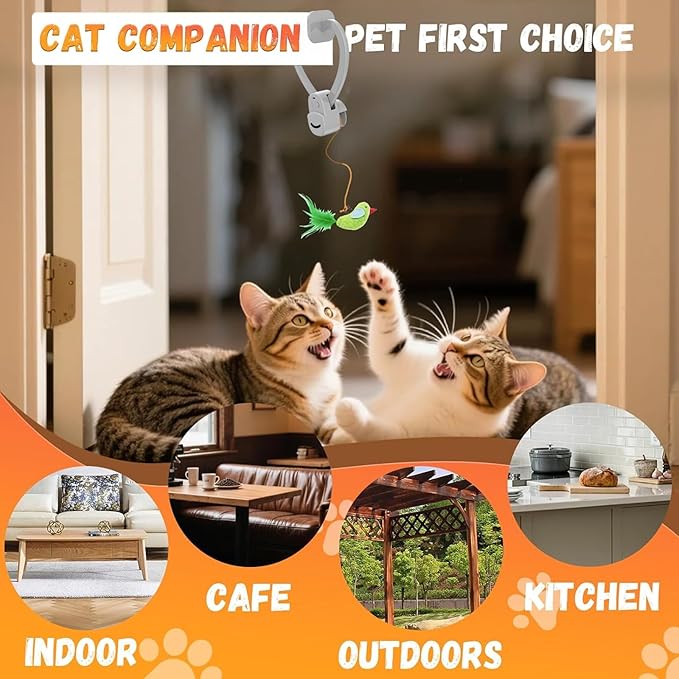 CATPICK Interactive Cat Toys for Indoor Cats Automatic Electric Flying Bird Feather Mouse Toy - Best Kitten & Adult Cat Enrichment Mouse cat Toy Hanging Electric Kitty Toys for Bored Cats