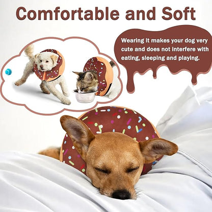 Recovery Donut Collar for Dogs & Cat,Inflatable Dog Cone Collar Alternative After Surgery,Soft Dog Cone for Large Medium Small Pet, Adjustable Pet Neck Donut(Brown,Medium)