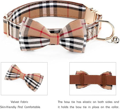 Yizepet Dog Collar with Bow Tie- Adjustable pet Collar for Dogs with Plastic Buckle Collar, Stylish Pattern for Small Medium or Large Boy and Girl Dog and Cat