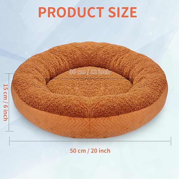 AUPETEK Heated Cat Beds for Indoor Cats Warming Cat Beds Super Soft Machine Washable Thermo Kitty Electric Heating Bed 19 Inches Round