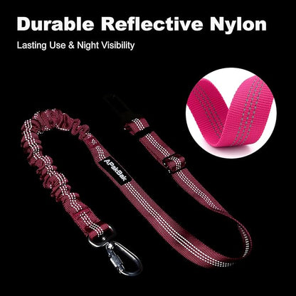 Dog Seat Belt for Car, Adjustable Dog Car Harness Seatbelt for Small Medium Large Dogs, Heavy Duty Travel Safety Restraint with Locking Aluminum Hook & Reflective Nylon Strap, Pink
