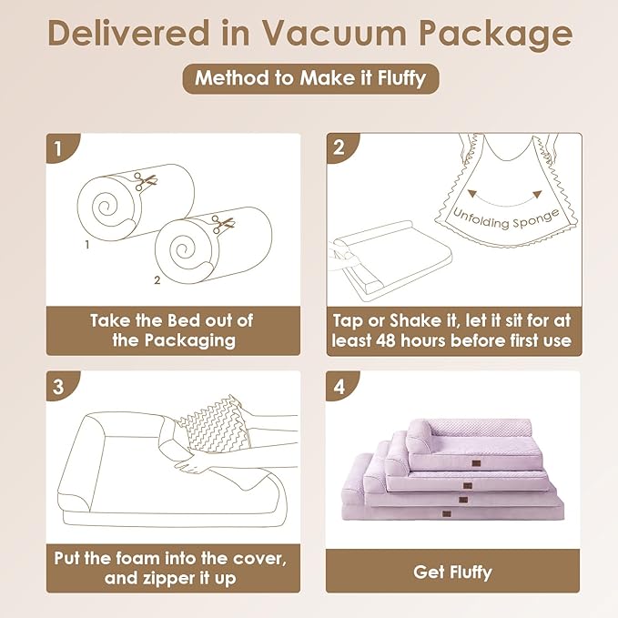 EHEYCIGA Orthopedic Dog Bed Medium Size Dogs, Memory Foam Dog Bed with Washable Removable Cover, Waterproof Pet Sofa Couch for Crate with Nonskid Bottom, 30x20x6, Lilac
