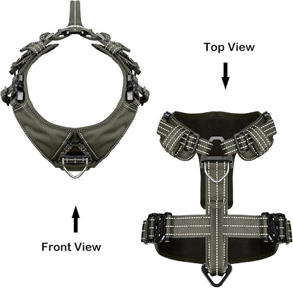 ICEFANG Dog Strap Harness with 4 x Metal Buckles,for Large Sized Dog,K9 Vest,Y-Shape Chest,Adjustable Pet Harness,No-Pull Front Leash Clip (Large (Pack of 1), Green)