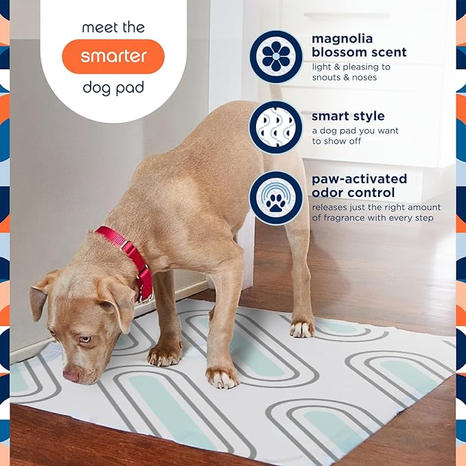 Pet Life Unlimited Smart Prints Extra Large Puppy Pads – 26" x 30", 52 Count (XL) | Stylish Dog Training Pads with Odor Controlling Wetness-Activated Magnolia Blossom Scent | USA Made
