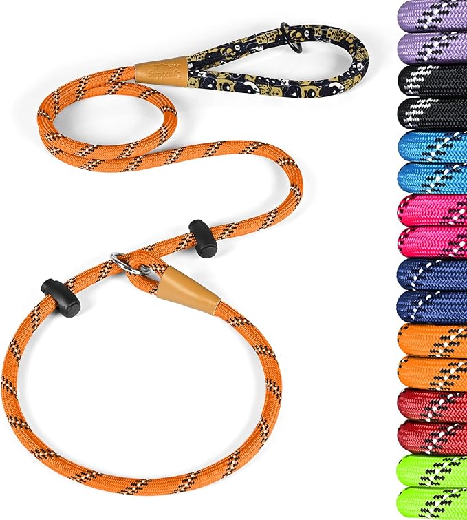 lynxking Slip Lead Dog Leash Reflective, Heavy Duty Comfortable Strong Rope for Large Medium Small Dogs No Pull Pet Training (Orange, Small 3/8in x 6ft-Slip Lead)