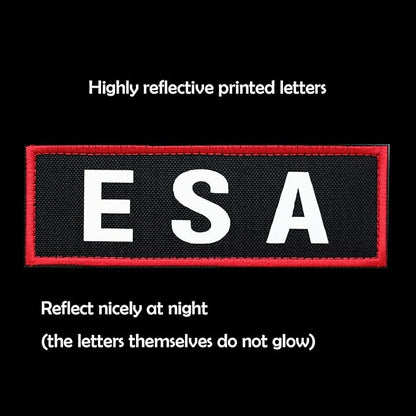 2 Pcs Reflective ESA Patch with Hook and Loop Fastener, Emotional Support Animal Printed Letters Patch for Dog Vest Harness Collar (4.7 x 1.5 inches)