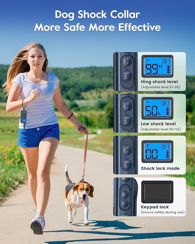 Dog Training Collar with 7 Training Modes, 4200Ft Remote Electronic Dog Shock Collar, Electric Shock Collar for Small Medium Large Dogs,Dark Blue