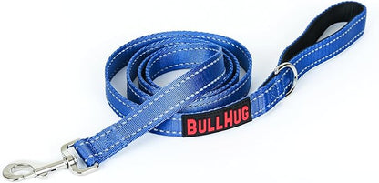BULLHUG 6 FT Bulldog Leash with Padded Handle. Perfect for Bulldogs, French Bulldogs, Pugs & All Breeds. Leashes for Walking, Training Lead for Bulldogs (Reflective Stitching, Royal Blue)