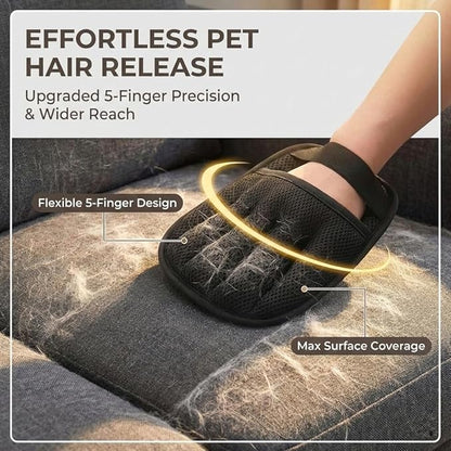 Magic Pet Hair Removal Glove – Newly Upgraded Five-Finger Reusable Electrostatic Grooming Gloves for Dogs & Cats, Best Pet Hair Remover for Furniture, Couch, Carpet, Clothes & Car (1 PCS)