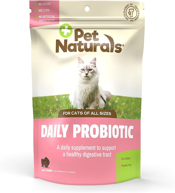 Pet Naturals Daily Probiotic for Cats, 160 Chews - Digestive and Immune Support Supplement for Cats
