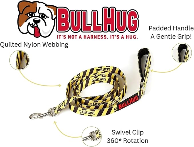 BULLHUG 6 FT Bulldog Leash with Padded Handle. Perfect for Bulldogs, French Bulldogs, Pugs & All Breeds. Leashes for Walking, Training Lead for Bulldogs (Yellow)