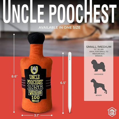 Chomp Haus Uncle Poochest – Luxurious Plush Dog Toy with Squeaker, Premium Fabric, Embroidered Details, Designer-Inspired Chew Toy, Fun Gift for Small to Medium Dogs & Dog Lovers