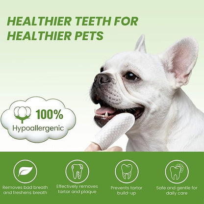 Dog Teeth Cleaning Wipes, Finger Dental Care Wipes for Dogs & Cats | Gentle Dog Tooth Brushing Kit Alternative, Helps Reduce Plaque & Tartar, Fresh Breath | 60 Count, Unflavored