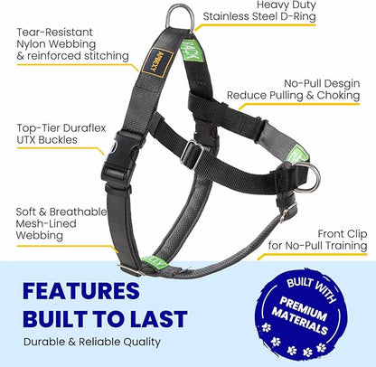 Freedom No Pull Dog Harness, Easy Walker, Stop Pulling with Two Stainless D-Rings, Comfortable, Sewn-in Instructions Tags for Easy Use, for Small Dogs Weight 20-30 lbs (Black, Small)