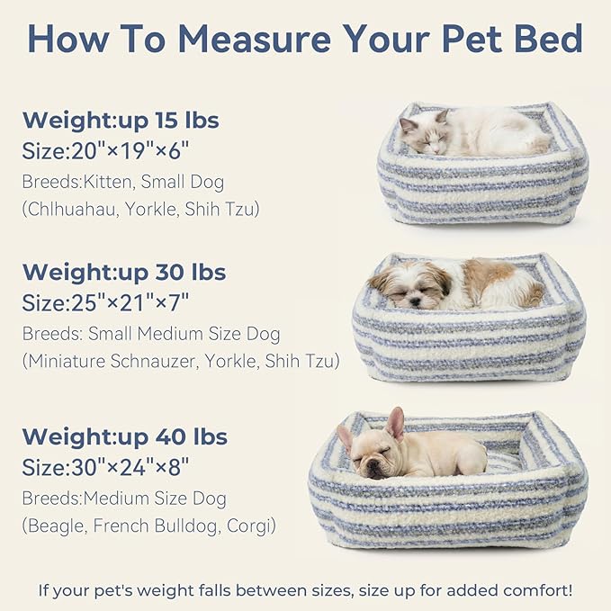 WESTERN HOME WH Dog Bed Medium Size Dogs - Washable Medium Dog Bed, High Back Support Pet Sofa with Sides, Soft Pet Beds with Anti Slip Bottom, 30inch, Blue