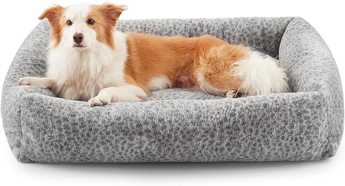 JOEJOY Large Dog Beds Large Sized Dog, Washable Orthopedic Premium Soft Corduroy Fleece Pet Bed with Removable Zipper Cover, Cute Calming Puppy Bed with Non Skid Bottom