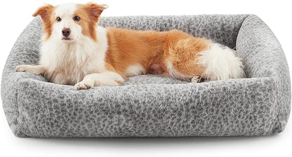 JOEJOY Large Dog Beds Large Sized Dog, Washable Orthopedic Premium Soft Corduroy Fleece Pet Bed with Removable Zipper Cover, Cute Calming Puppy Bed with Non Skid Bottom