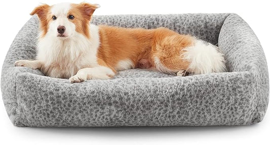 JOEJOY Large Dog Beds Large Sized Dog, Washable Orthopedic Premium Soft Corduroy Fleece Pet Bed with Removable Zipper Cover, Cute Calming Puppy Bed with Non Skid Bottom