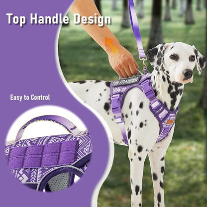 Tactical Dog Harness X-Large No Pull Easy Walker, Escape Proof Harness Vest with Handle, Reflective Vest with 2 Leash Clips and 3 Buckles, Newfoundland Alaska German Shepherd Mastiffs, XL