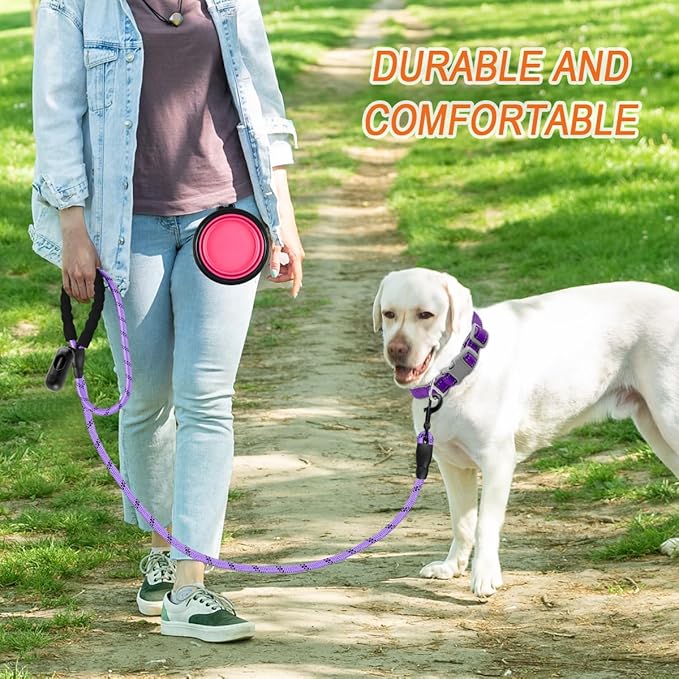 BARKBAY Dog Leashes for Large Dogs Heavy Duty Dog Leash 4/5/6 FT with Comfortable Padded Handle and Highly Reflective Threads for Medium Large Dogs Walking Training Running (6FT-1/2,Violet Purple)
