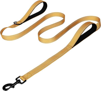 Joytale Dog Leash Heavy Duty for Large Dogs That Pull, Double Handle for Traffic Control, Double-Sided Reflective Leashes for Large Medium Dogs Night Safety, 6FT, Khaki