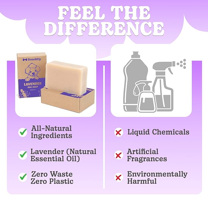 Lavender Dog Shampoo Bar 2 Pack – Gentle Pet Soap with Mango Butter & Nourishing Oils – Deodorizing Dog Shampoo for Smelly Dogs – Soothing, Hydrating Puppy Soap for Sensitive Skin & Odor Control