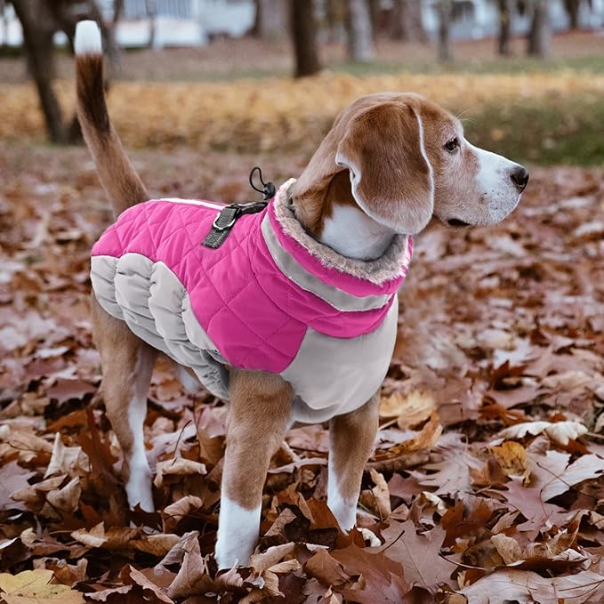 Lelepet Dog Coat Warm Dog Winter Coat Waterproof Dogs Jacket with Harness Built in Reflective Pet Fleece Vest Zip-Up Cold Weather Coats for Extra Large Dogs Turtleneck & Windproof Coats Great Dane 3XL